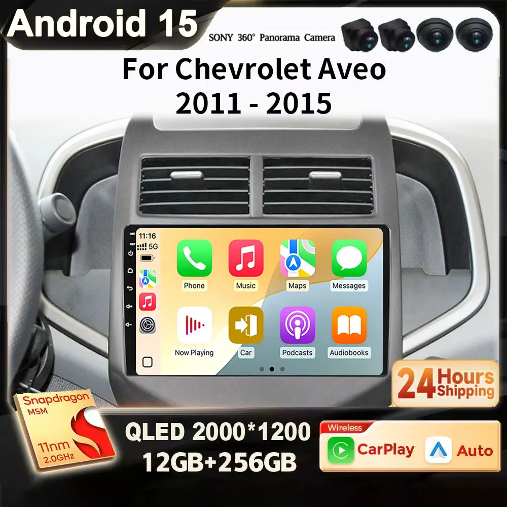 

Для Chevrolet Aveo 2 Sonic T300 2011 2012 2013 2014 2015 Android 15 Сенсорный экран Мультимедийный радиоприемник Беспроводной Carplay 4G