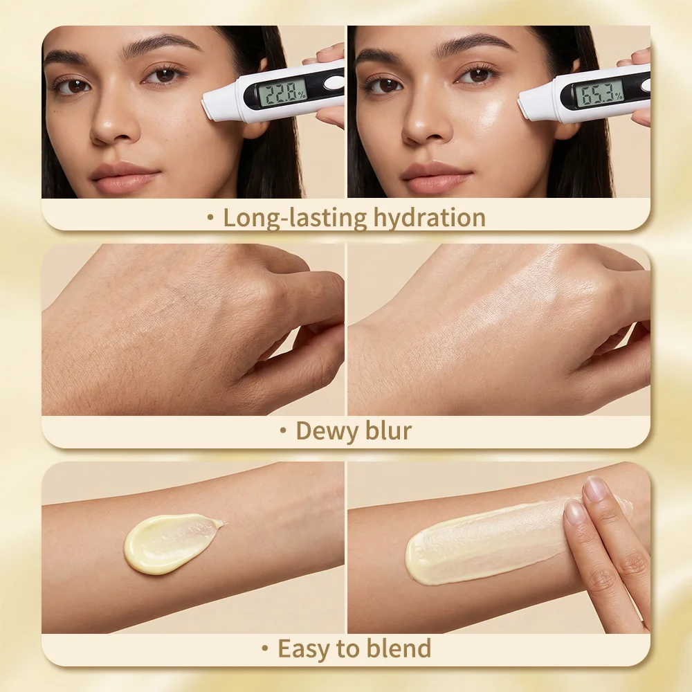 Melt Touch Primer 3 IN 1 Buttery Glow Ultra Hydrating Makeup Base Long Lasting Pore Minimizer Smooth Fine Lines Brightening Base
