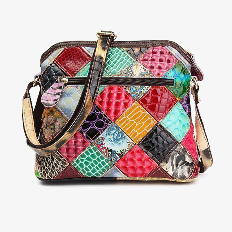 Annmouler Designer donna borsa a tracolla Patchwork borsa in vera pelle borsa a tracolla femminile borsa a conchiglia fiore borsa Bolsa