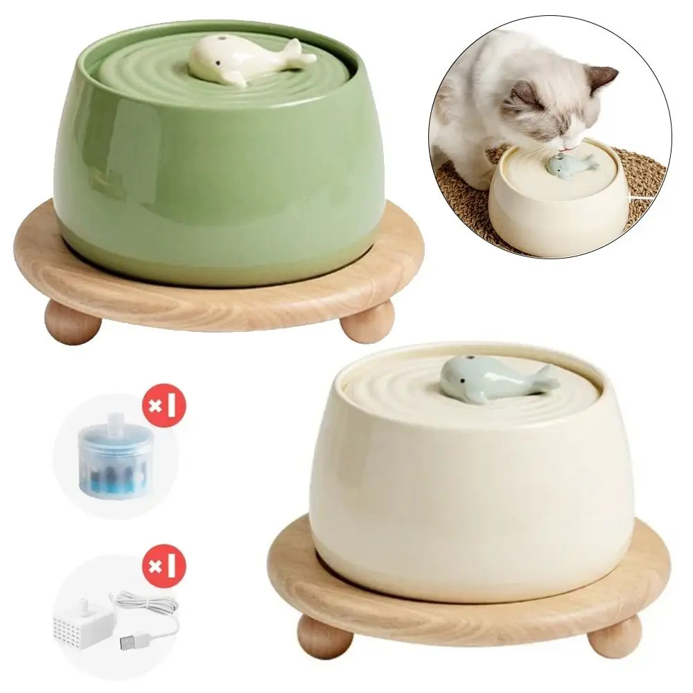 

1.3L Capacity Ceramic Cat Water Fountain Cute Utomatic Circulating Automatic Pet Water Dispenser Ultra-Silent Energy Saving
