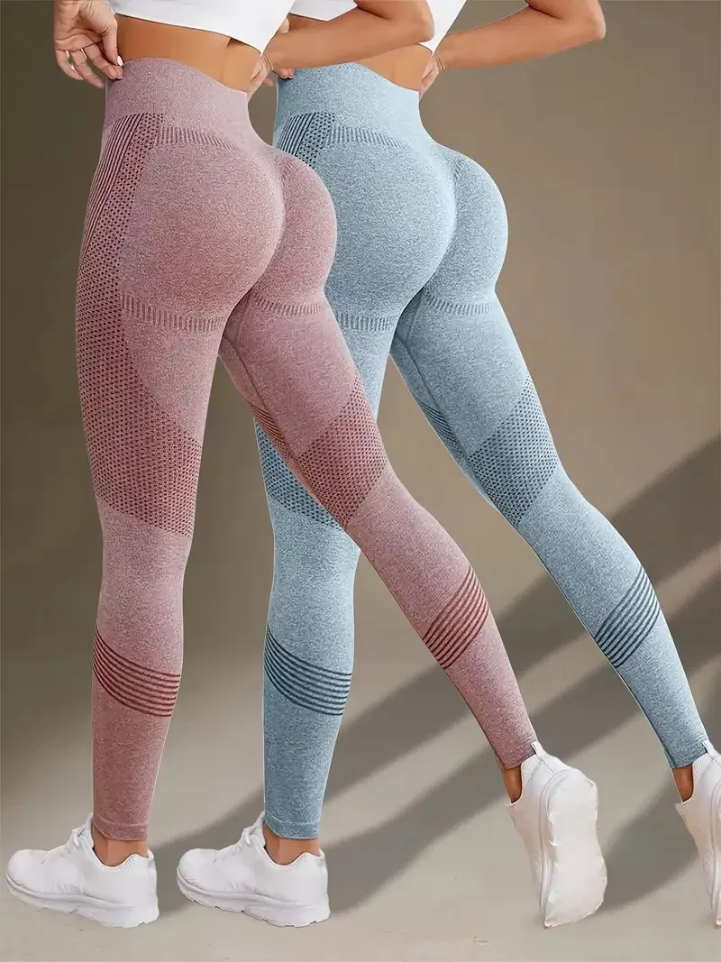 Pantalon de yoga taille haute sans couture, ultra respirant, séchage rapide, adapté à la course à pied, au fitness, aux couleurs unies