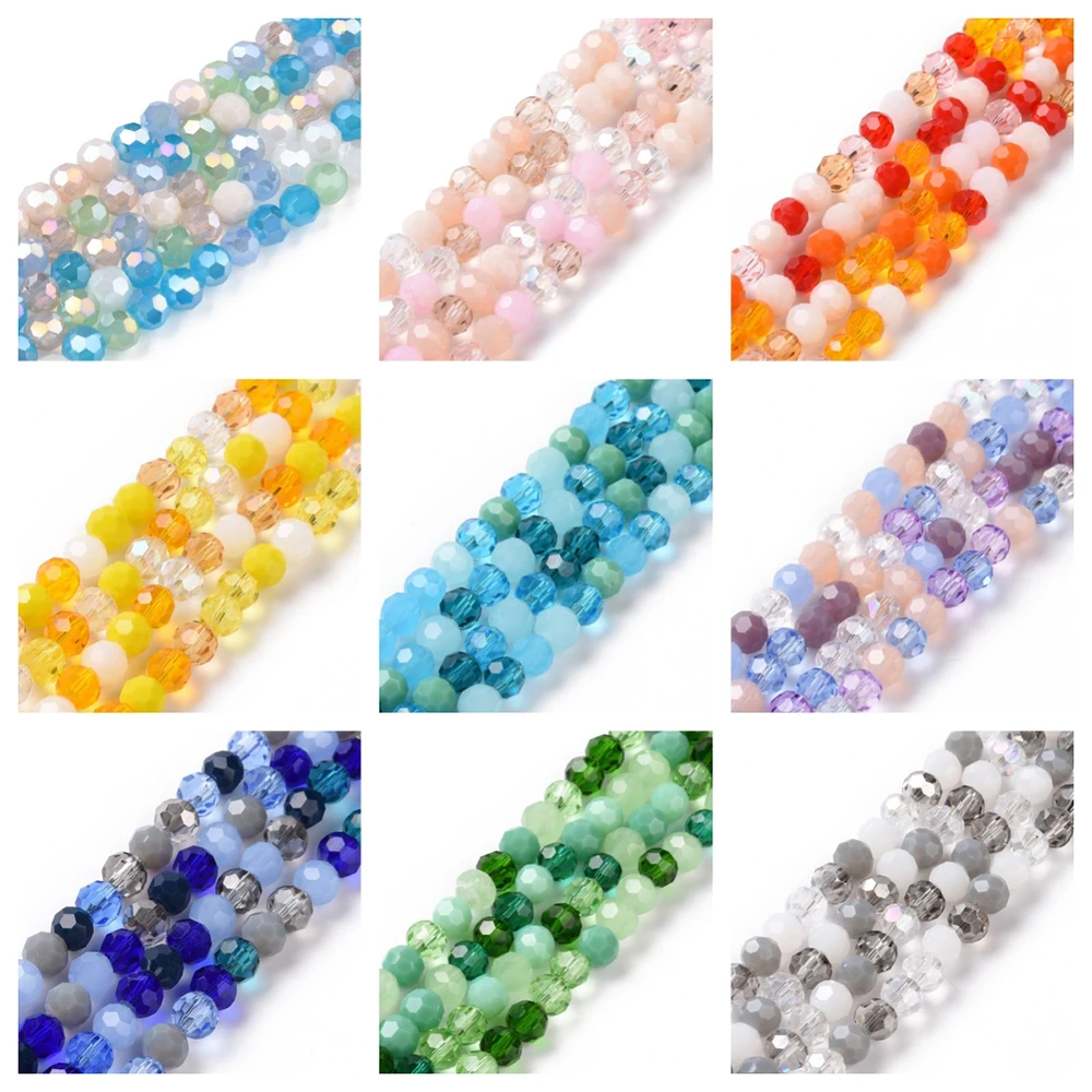 

10Strands Glass Beads Strands 5.5~6.5mm Faceted Round Glass Beads for Jewelry Making DIY Earring Accessories about 95pcs/strand