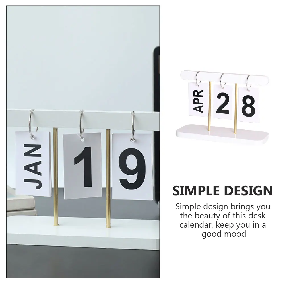 

1pc Flip Page Calendar White Modern Desk Ornaments Reusable Year after Year Home Office Decor Standing Table Accessories