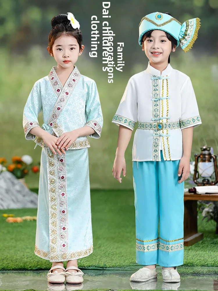 

New Sle Tai Ethnic Children's Clothing Fem Children's Dance Performance Outfit M Children's Festival Performance Costume
