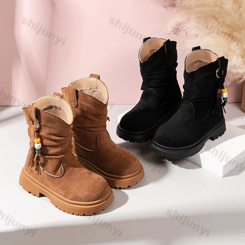 

Girls Ankle Boots 2025 Autumn Comfortable Non Slip Outdoor Children's Short Boots Platform Fashion Suede Casual Chelsea Boots