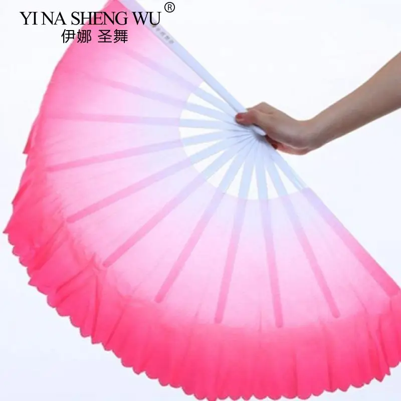 Belly Dance Fan Veil Imitation Silk Dance Performance Short Fan Gradient Color Dancer Practice Short Fans for Women Children 1pc