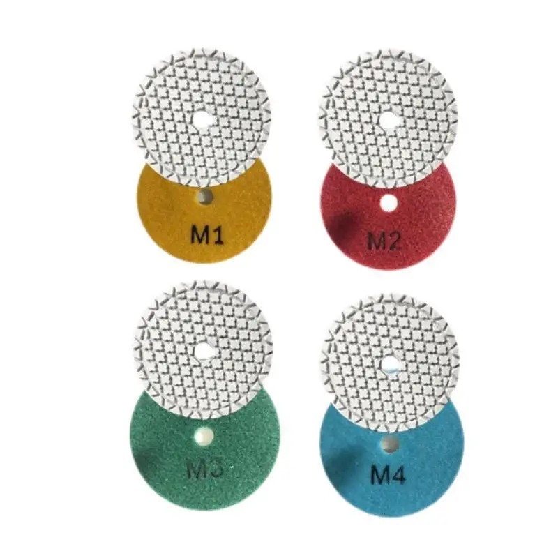 4Pcs 4 Step Dry Polishing Pad 3Inch 4Inch Turtle for Grinding Granite Marble Stone Concrete Diamond Polishing Sanding Discs