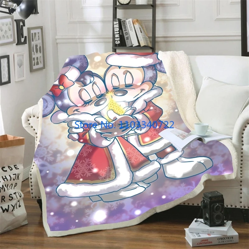 

Cute Mickey Mouse Minnie Mouse Cartoon 3d Blanket Throw for Bed Sofa Nap Blankets 150x200cm Boy Girl Festival Gift