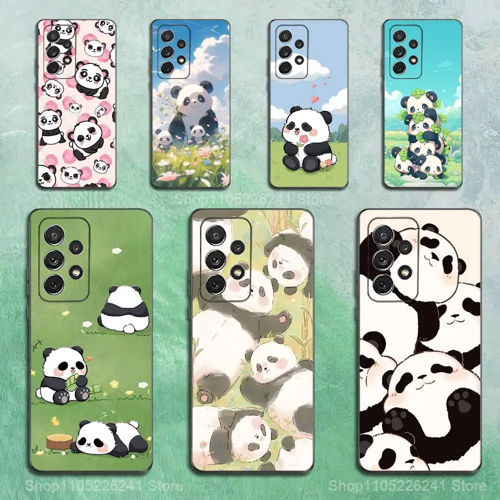

Cute Panda Bear Cartoon Phone Case For Samsung S9,S10,S20,S10,S21,S25,S24,S23,Ultra,FE,Plus,Lite,Soft Silicone Black Cover