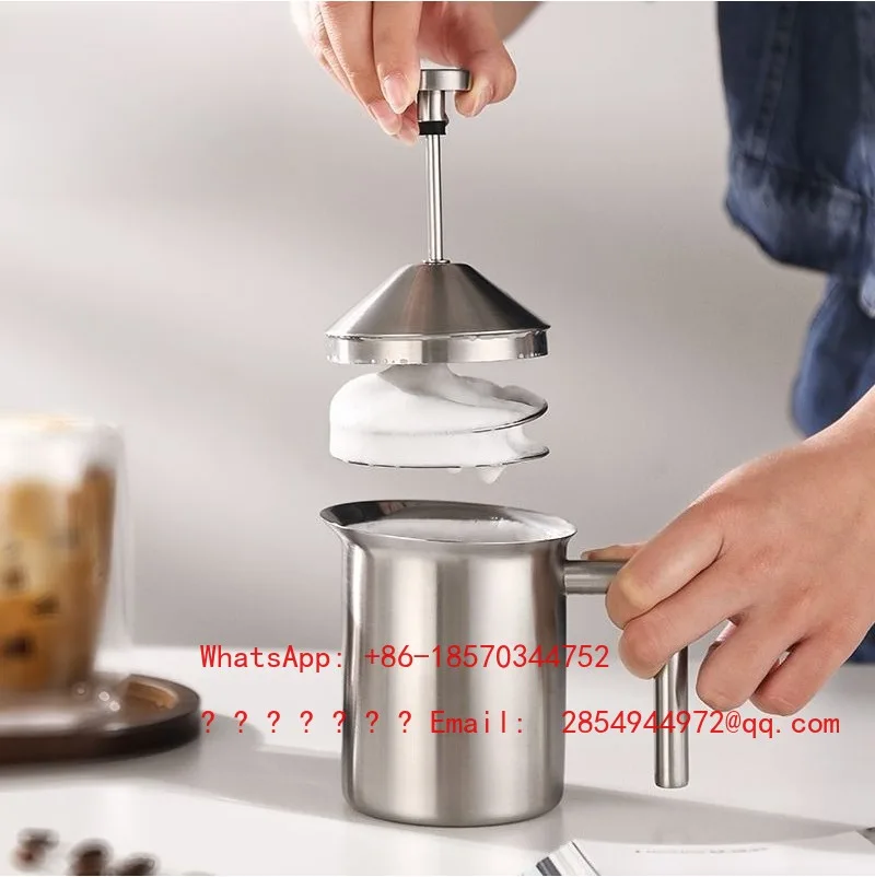 Stainless Steel Manual Household Milk Beater Double Filter Coffee Beater