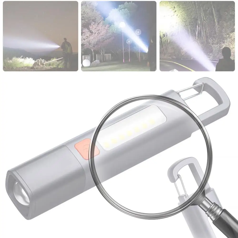 

Фонарь XPE с крючком, мощный фонарик для кемпинга, с USB-зарядкой, с регулируемым фокусом, аварийный фонарь 800 мАч для походов, рыбалки и активного отдыха