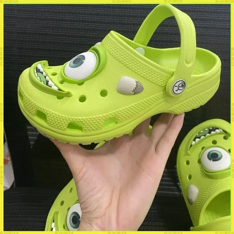 

2025 Summer Cartoon Monster Big Eyes Hole Shoes Anti-Slip Outdoor Casual Beach Sandals Parent-Child Version Comfortable Slippers