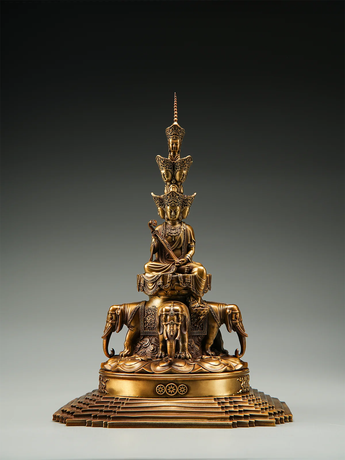 Bronze Seiko Emei Mountain Jinding Full Body Statue of Shifang Puxian Bodhisattva Ornaments image 5