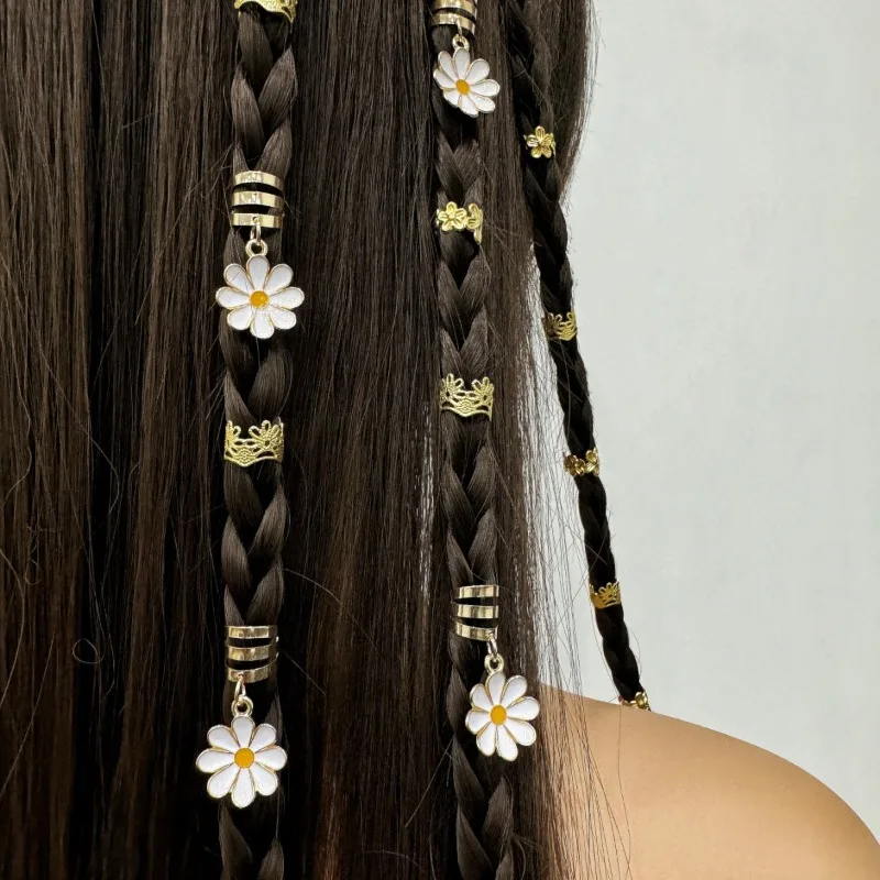 

Enamel Daisy Flower Gold Silver Hair Cuffs 45Pcs Alloy Accessories for Women Daily Party Festival Stylish Delicate Best Gift