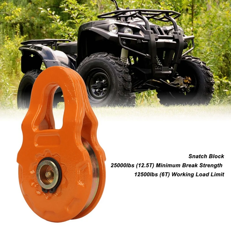 Super Sale Snatch Block Heavy Duty Pulley for Offroad Recovery 6-Ton Load Capacity Ideal for Truck, Tractor, ATV, UTV