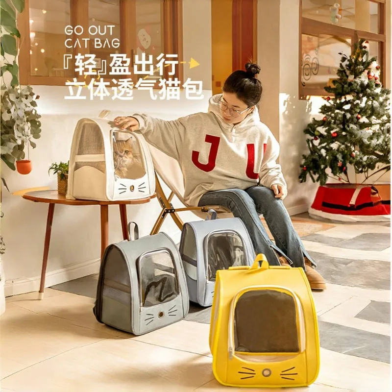 Pet Backpack Cage Cat Anti-Scratch Cat Bag Travel Multifunctional Folding Bag Multifunctional Car Soothing Anti-Scratch
