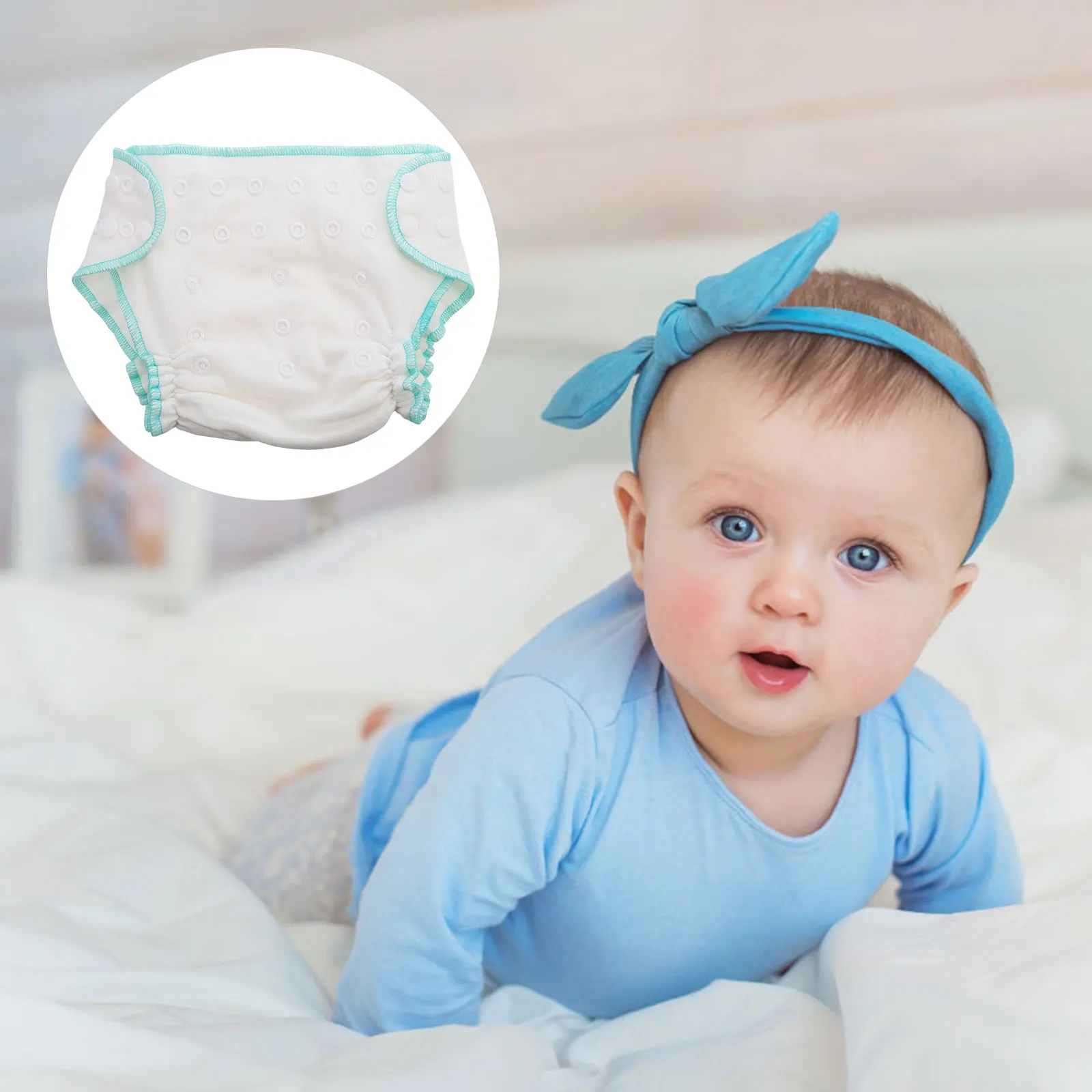 

Reusable Cloth Diapers Washable Leak Proof Breathable Bamboo Cotton Waterproof Lining Easy Wear Infant Daily