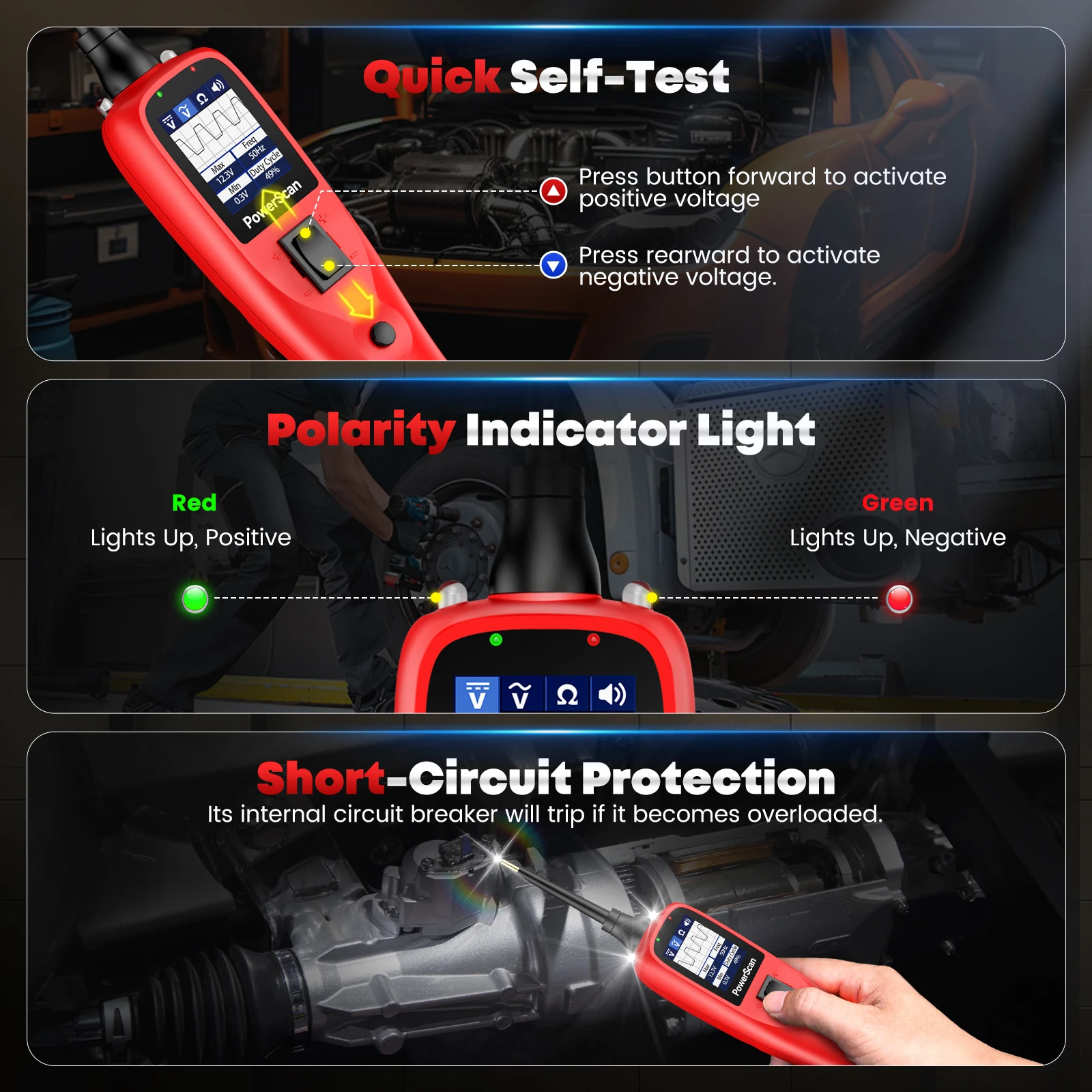 Autel PowerScan PS100 12V 24V Electrical System Auto Circuit Tester Power Probe BMS Short Open Finder Car Repair Diagnosis Tools view 5