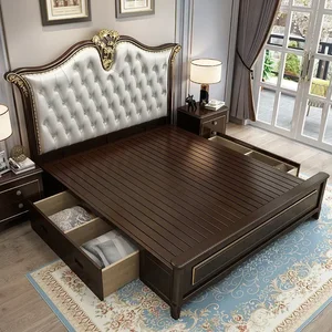 Moderne europäische Paar Bett Luxus Luxus Kopfteile Modulares Paar Bett menschlicher König Mybles nordischer Möbel 12 Hauptverkauf Luxusbetten Paar - №11