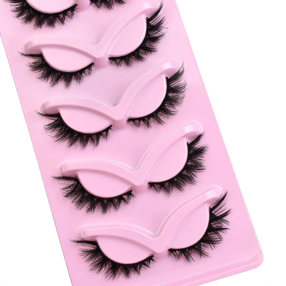 5 أزواج من الرموش الطبيعية ثلاثية الأبعاد على شكل عين القطة وأجنحة رموش كاملة الطول والرموش الصناعية الممدودة #6