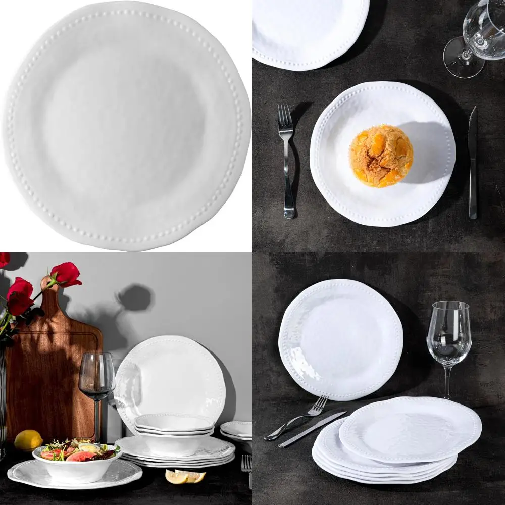 

melamine dinner plates, round plates,shatter resistant, 10.5 inch, set of 6, white