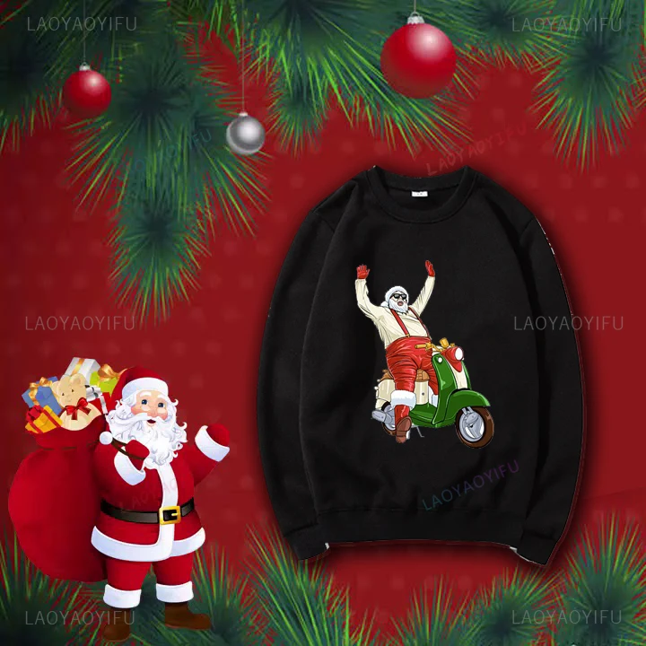 

Толстовка с круглым вырезом и принтом «Непослушный Санта-Клаус», новогодние идеи подарков, одежда с длинными рукавами для мужчин и женщин