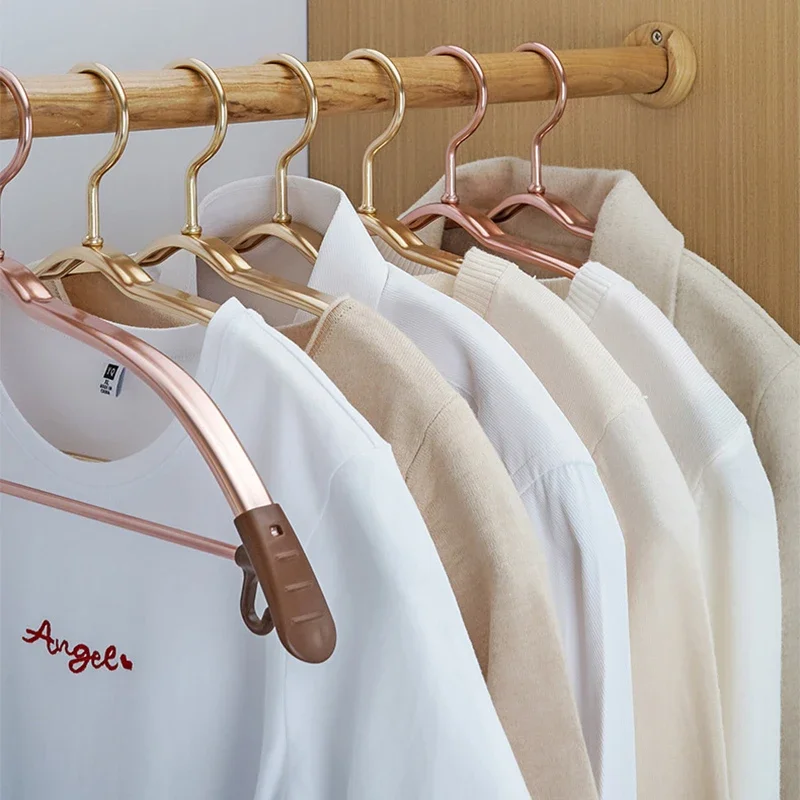 Gold Deluxe Thickened Aluminum Alloy Suit Hangers,Wide-Shoulder Anti-Bulge Hanger for Sweaters Shirts,Non-Marking Clothing Rack