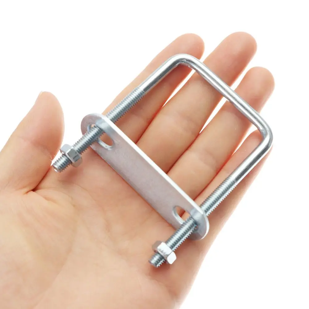 2Sets M6 Iron Square Clamp U-bolt Right Angle Screw Clamp U-clamp Square Clamp Right Angle U-bolt with Baffle