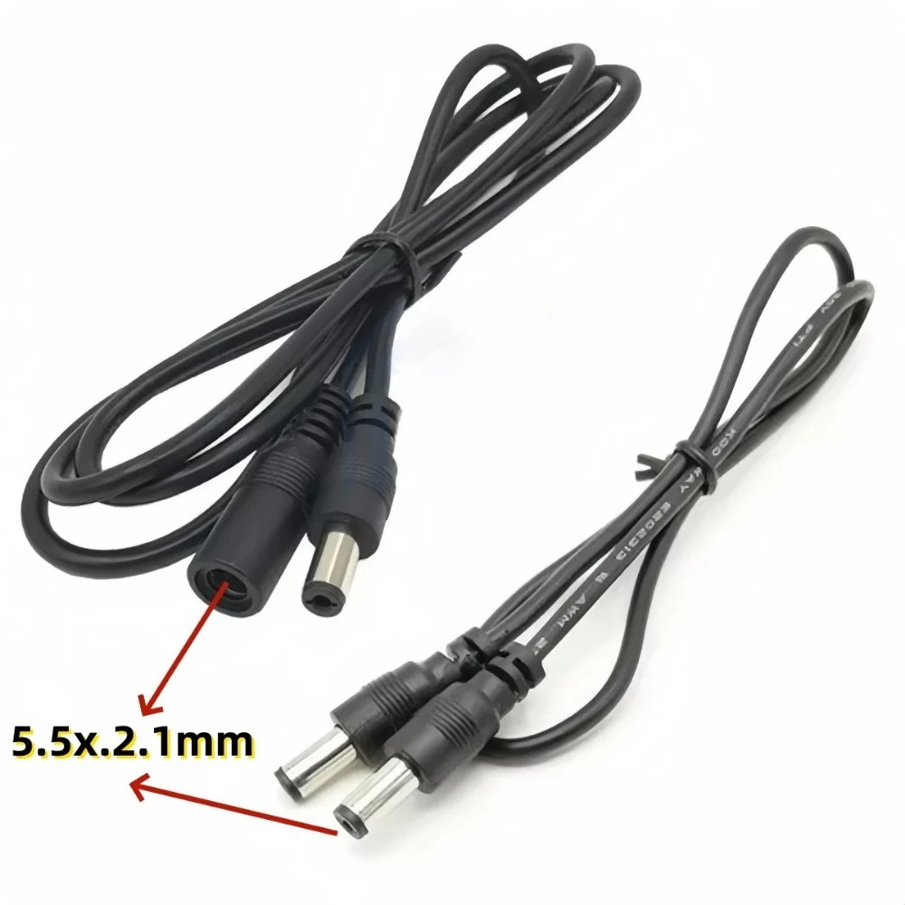 

DC Power Supply Expansion Cable Male and Female Expansion Cable 5.5x.2.1mm 22AWG Power Supply Cable Round Hole