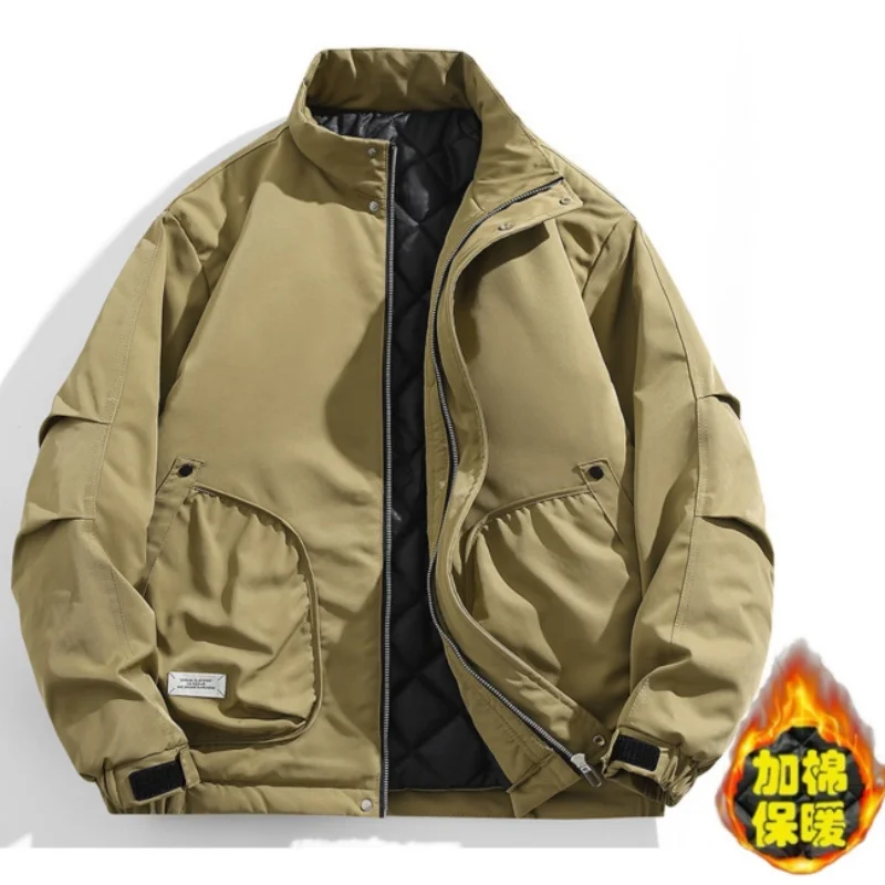 American Retro Thick-Padded Jacket Men's Autumn Winter Coat Warm Trendy Retro Style for the Season