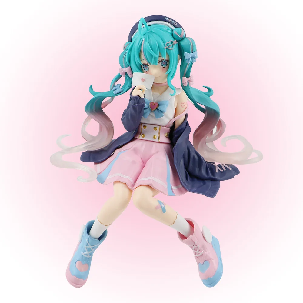 Nouveau Hatsune Miku figurine d'anime rose sakura position assise PVC figurine modèle jouet décoration recueillir des cadeaux
