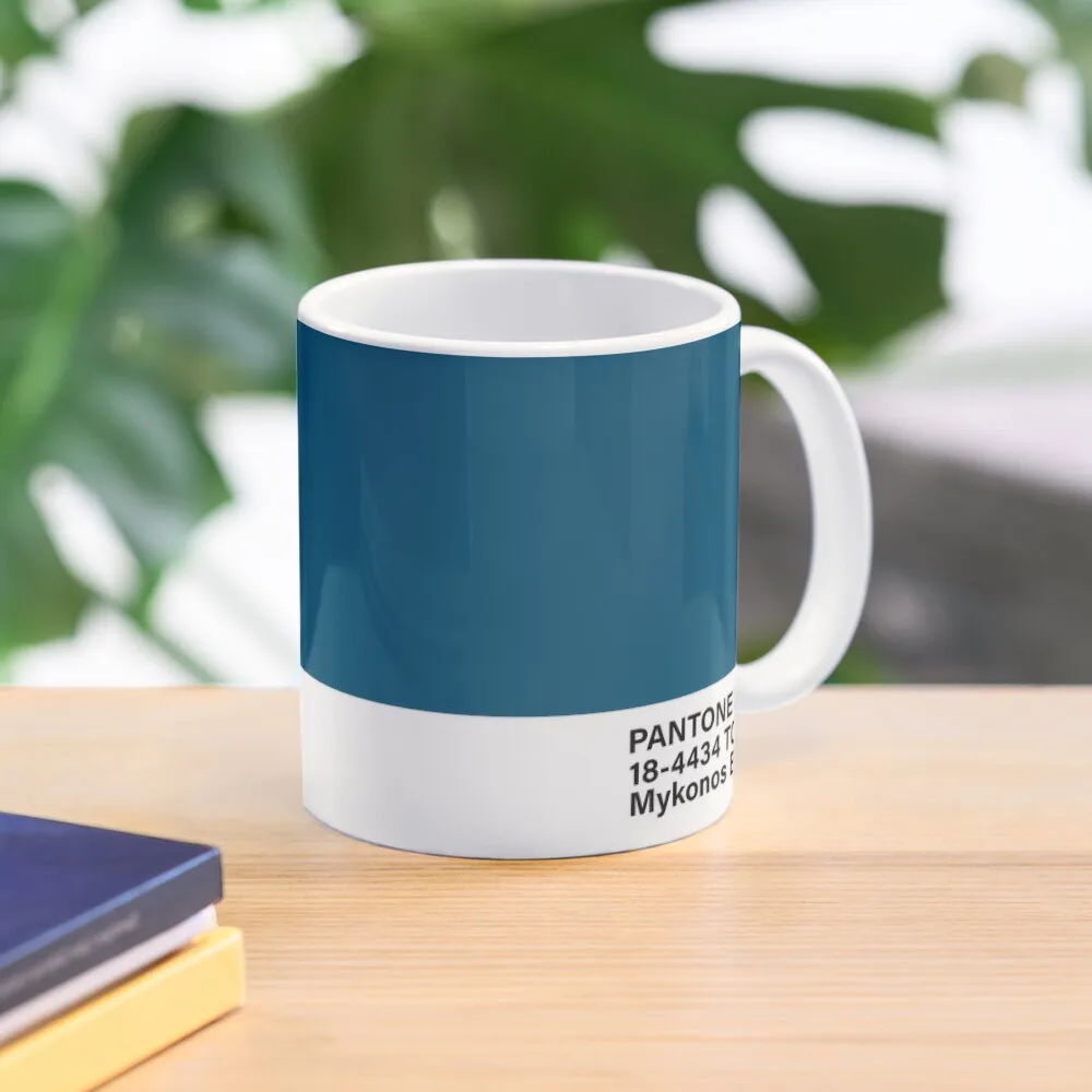 Pantone 18 4434 Tcx Mykonos Blue Classic  Mug Printed Gifts Picture Simple Photo Tea Handle Round Coffee Image Drinkware Design