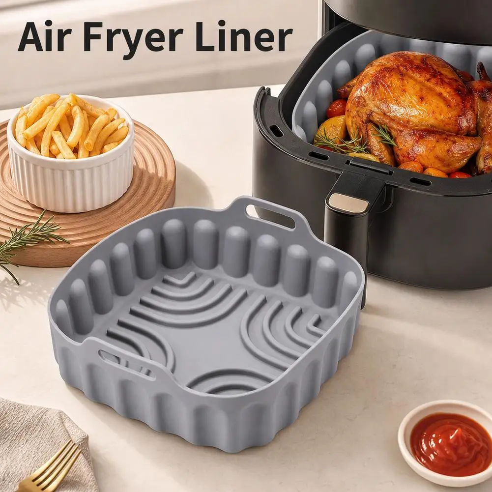 1 pieza de plato de silicona de 25 cm para freidora de aire, horno, para hornear pizza, pollo frito, cesta de silicona r