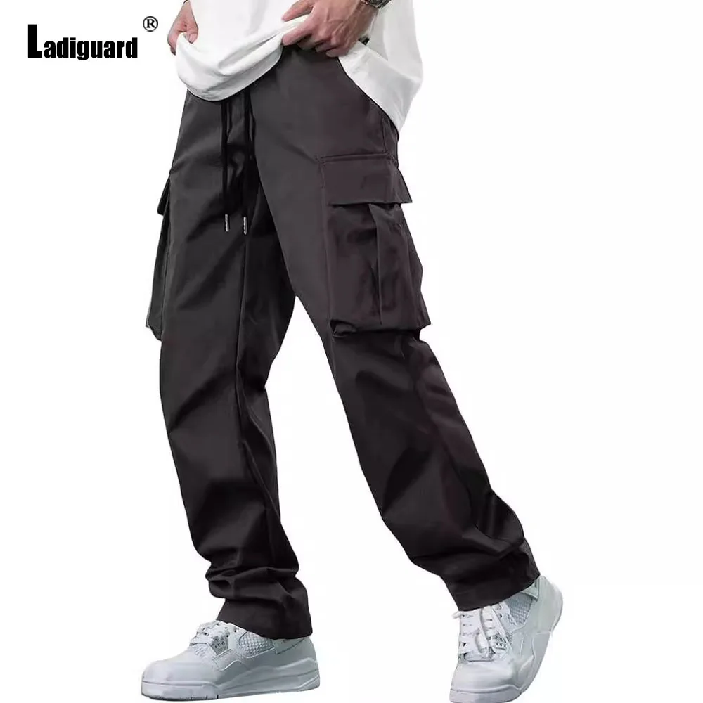 2025 Europe Style Women Casual Straight Pants Light Gray Stand Pocket Basic Trouser Womens Elastic Waist Fashion Cargo Pants New