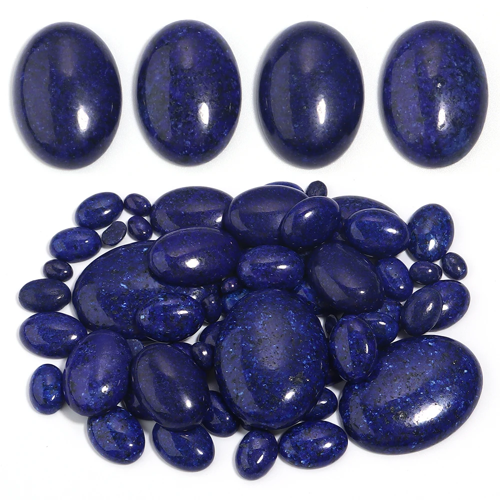 2-10pcs Lazurite Cabochon Beads Natural Stone Oval Flatback Cabochon Bead Necklace Earring Ring DIY Jewelry Making Accessories