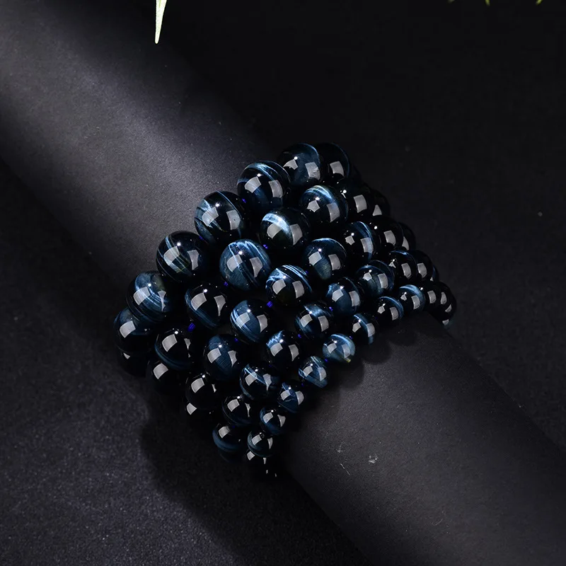 Natural Blue Tiger'S Eye Bracelet With Pattern