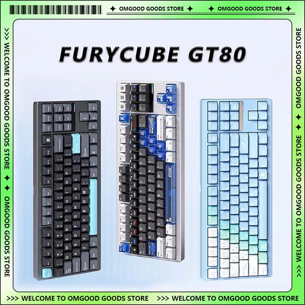 Furycube GT80 RGB PC Mechanical Keyboard for E-sports 2.4G/Bluetooth/Wired 3-Mode 87-Key Waterproof Gaming Accessory E-spory