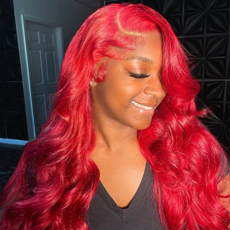 

38 40 Inch 100% Hot Red 13x6 Hd Lace Frontal Wigs Human Hair Wig Brazilian Red Colored Body Wave 13x4 Lace Front Wig