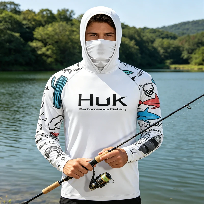 

Рыболовная одежда для мужчин: рубашка с капюшоном, длинный рукав, защита от ультрафиолета, рубашка для рыбалки.