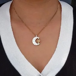 gold silver color moon star sun pendant necklace for women man gift