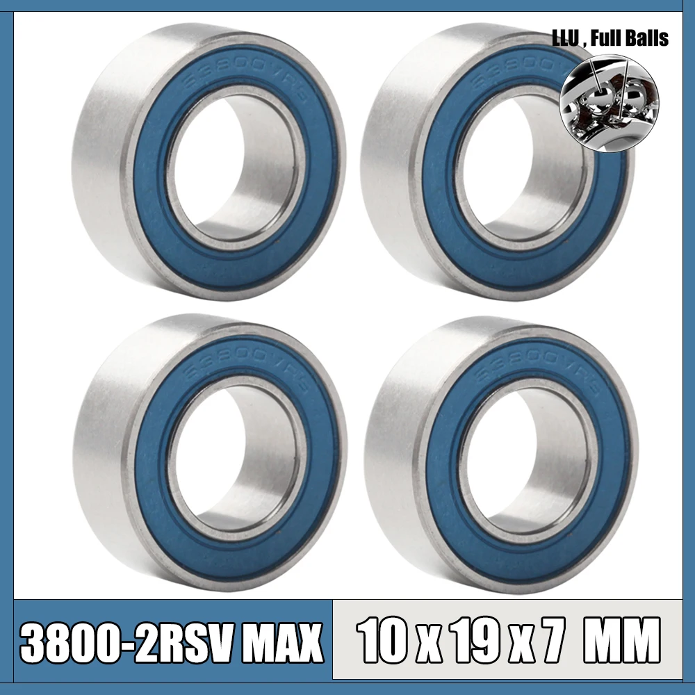 63800 2RSV MAX Bearing 10*19*7 mm 4Pcs C2 Single Row Full Balls Bicycle Frame Pivot Bearing 3800 2RS RSV Ball Bearings 63800LUU