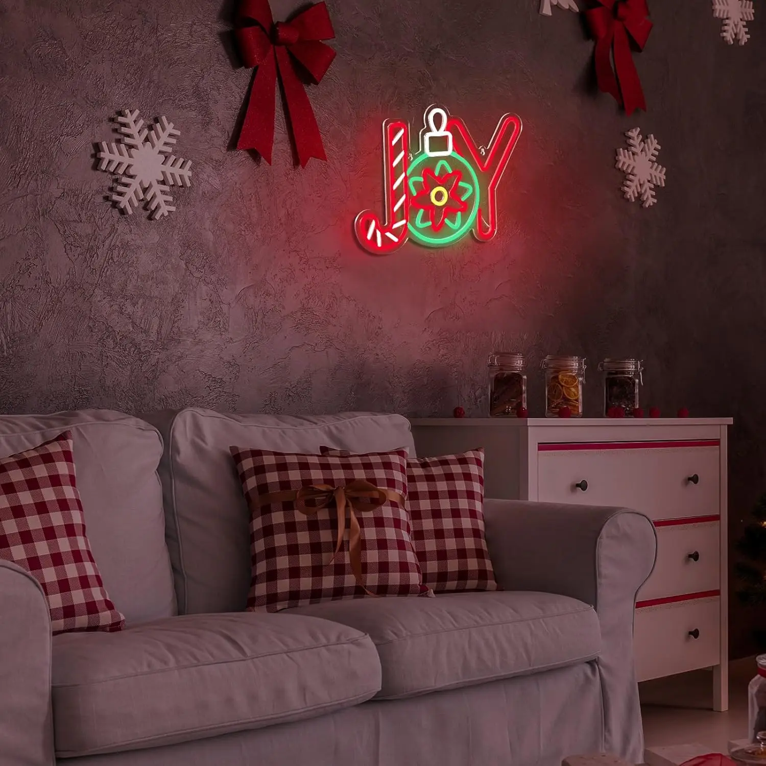 Feliz Navidad alegría letreros de neón decoración iluminar habitación luz LED pared Bar decoración para sala de estar fiesta de invierno hogar dormitorio arte regalo