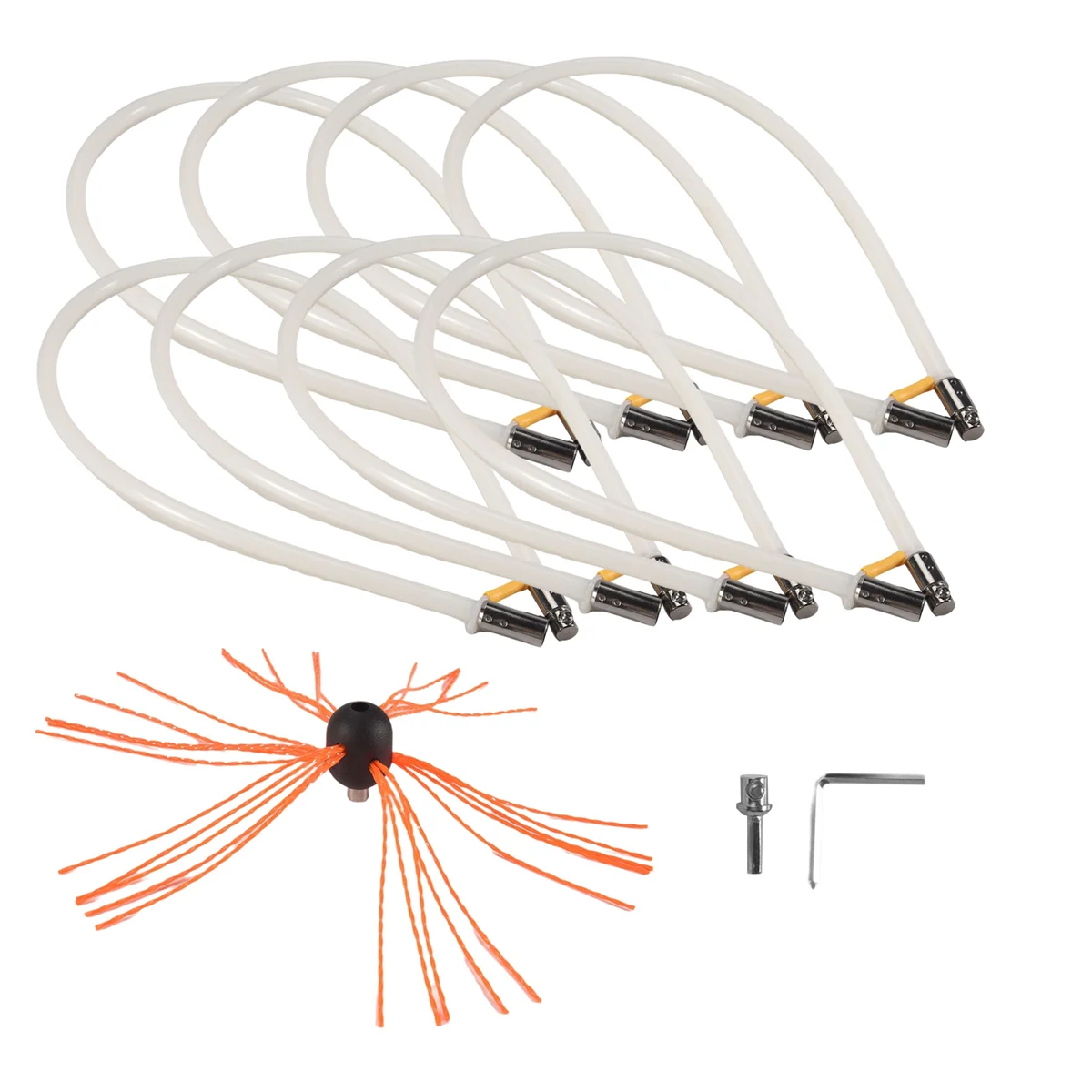

A79I Chimney Sweep Cleaning Brush Tool Kit and 8 Flexible Rods Snap Locking 45 Degree Angle By Drill for Fireplace Flue Home