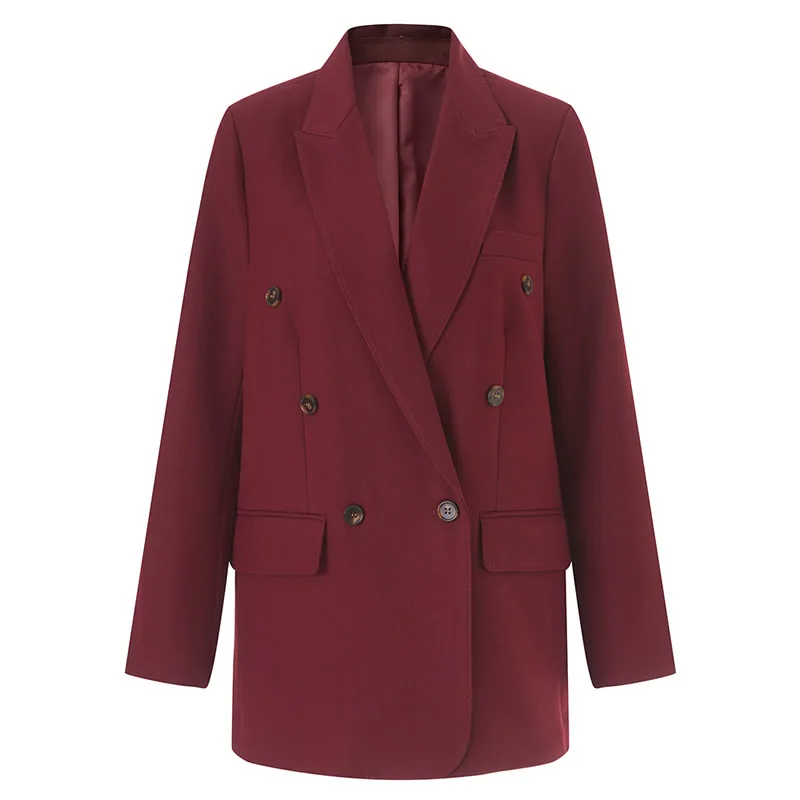 

Women Solid Coat Office Lady's Long Sleeve Turn-Down Collar Suit Coat