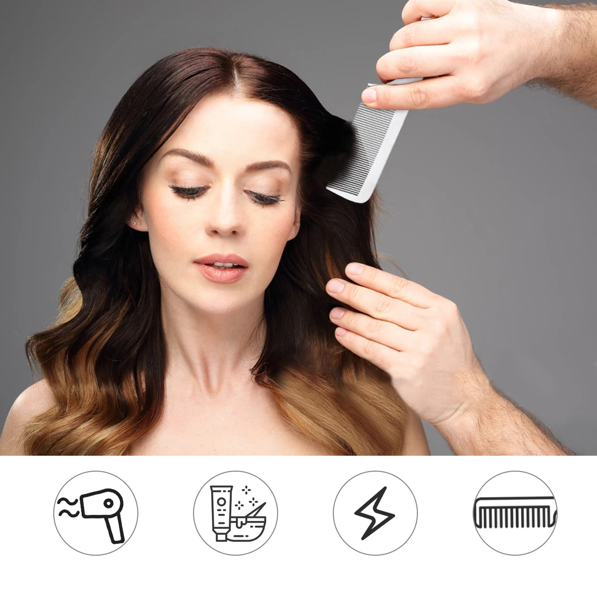 

1Pcs Sturdy Titanium Steel Comb Anti-Static Barber Comb for Massaging Skin and Hair 22x5cm Silver Hairdressing Tool