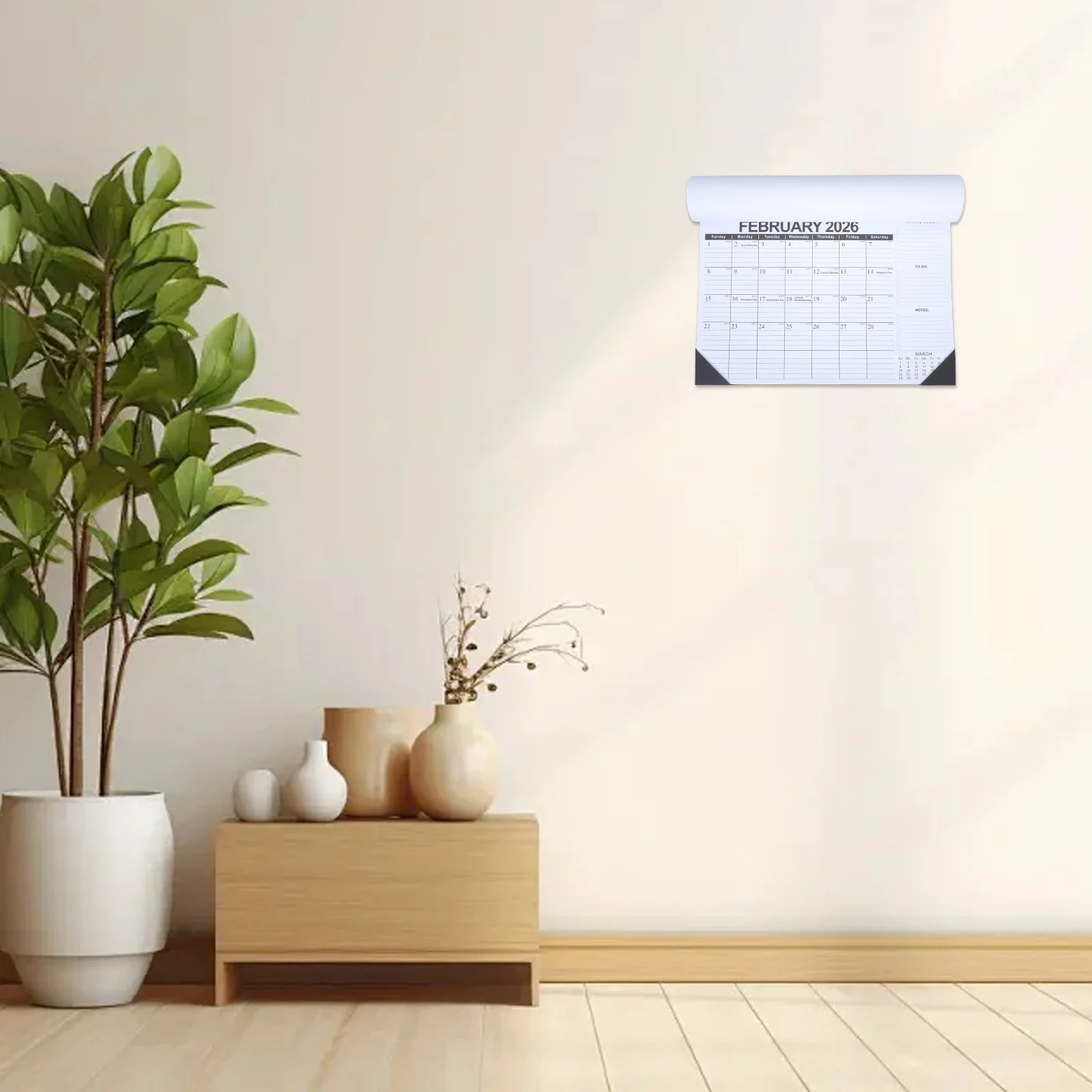 

18-Month Wall Calendar 2025-2026 July- Office School Organizer Thick Paper Vertical Monthly Planner Large Grid