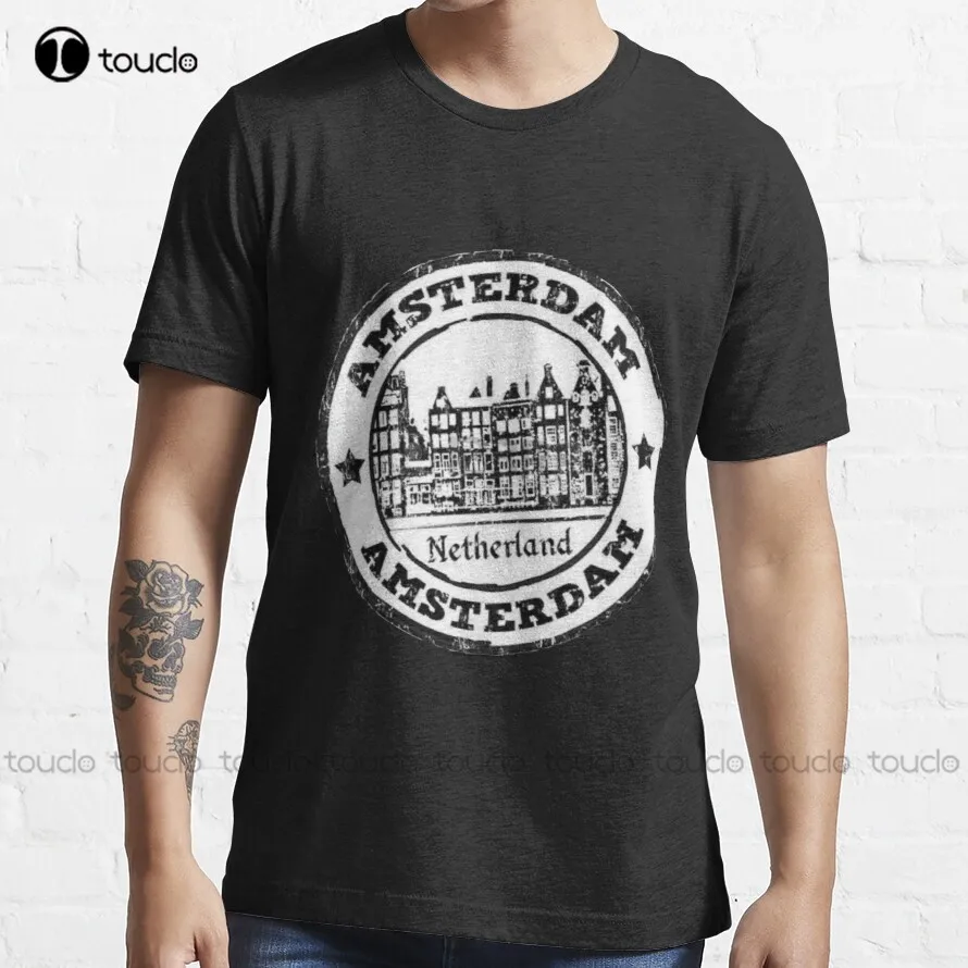 Amsterdam Skyline Skyline Buildings Houses Street T-Shirt 80S Shirt Custom Aldult Teen Unisex Digital Printing Tee Shirt Xs-5Xl