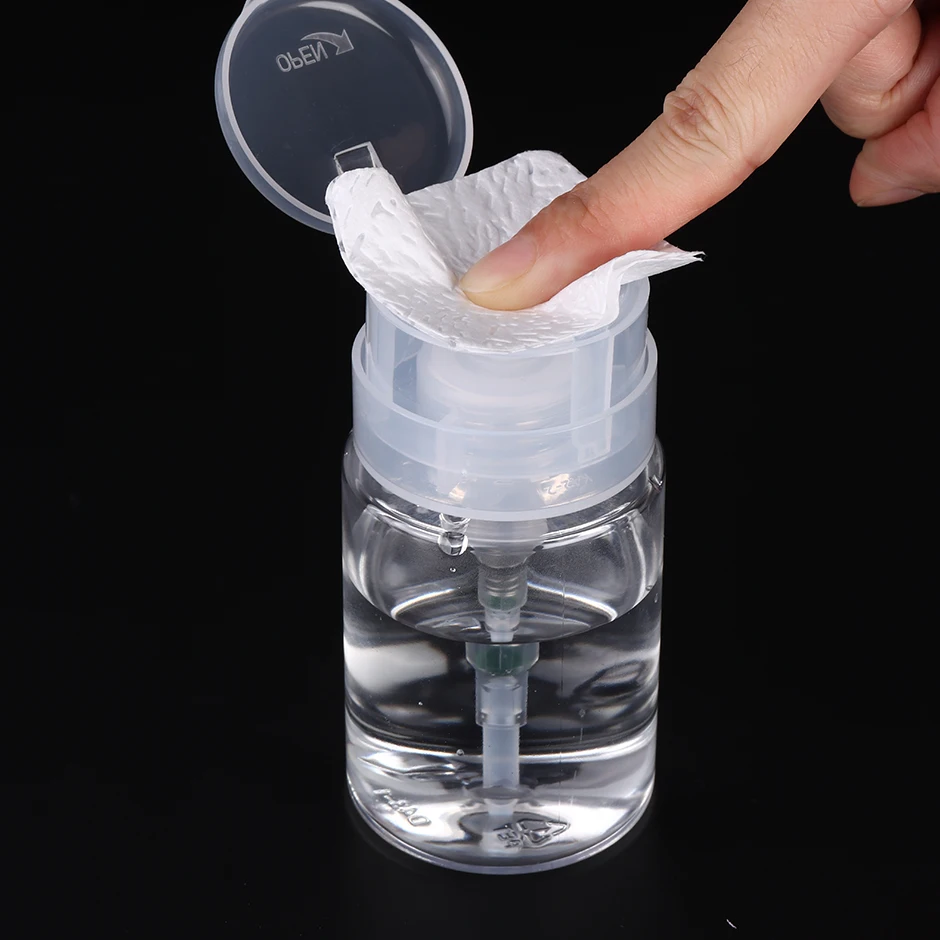 100ml Refillable Empty Press Pump Bottle Clear Dispenser Liquid Container Remover Cleaner Polish Makeup Manicure Tools Accessory