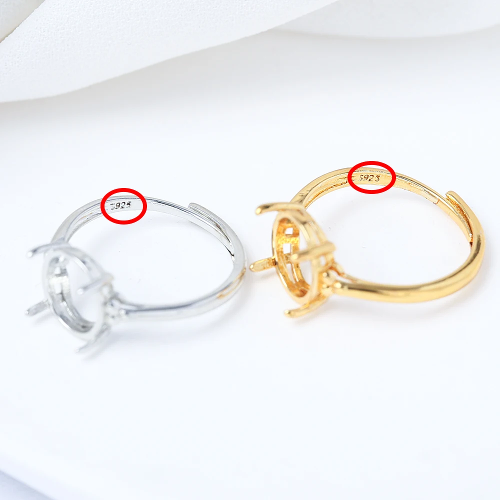 3Pcs 4 Claw Oval Adjustable Ring Settings Brass 18K Gold Plated Semi Mount Moissanite Ring Base For Diy Rings Jewelry Making ﻿ — zdjęcie 4