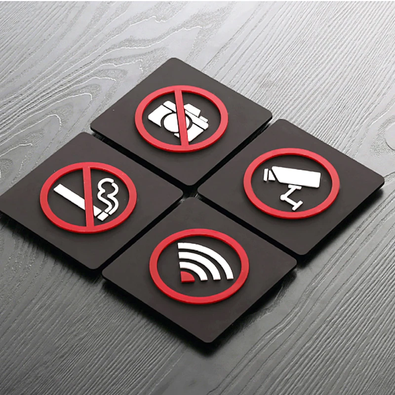 10x10cm WIFI sign No smoking CCTV SYSTEM sign Acrylic sign board